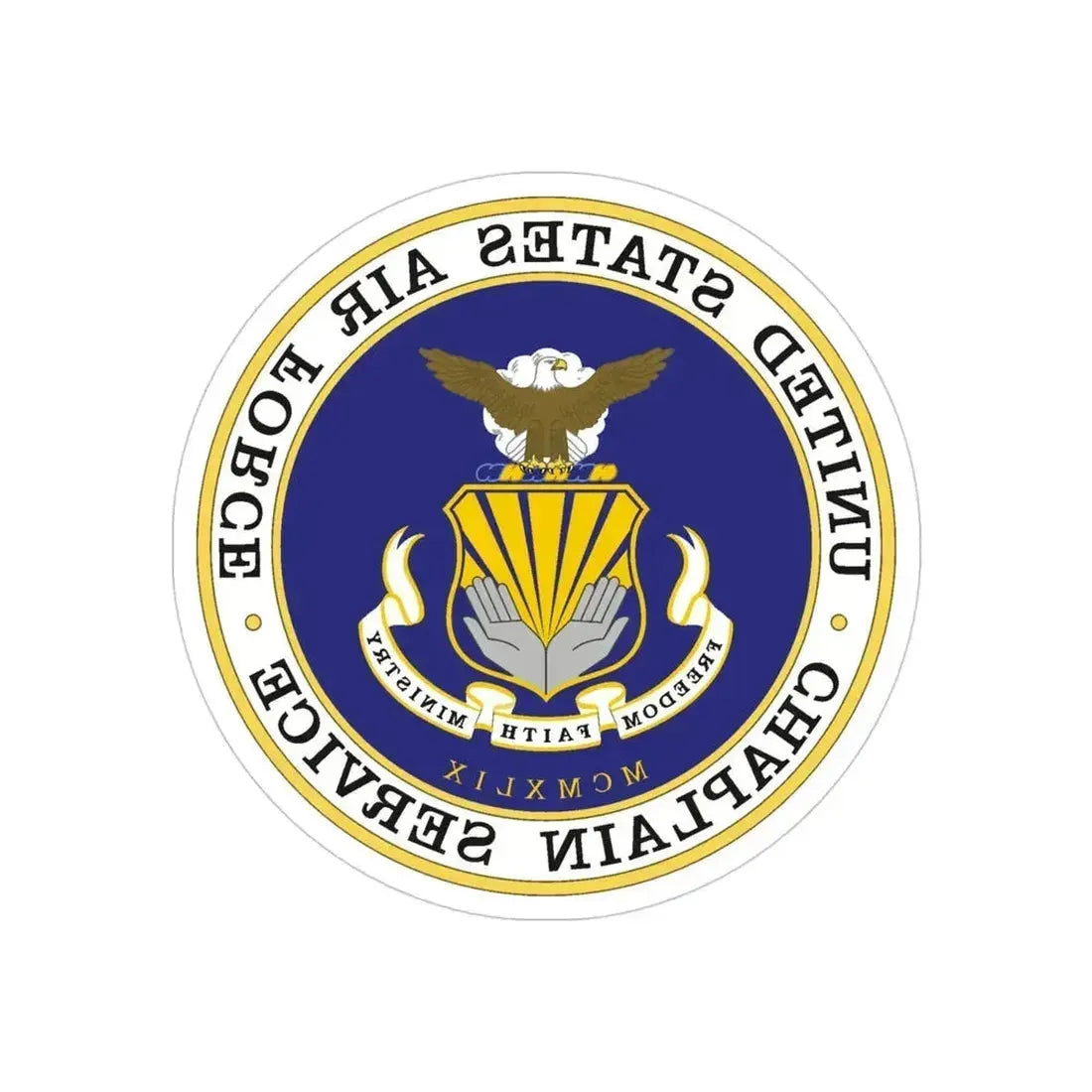 Air Force Chaplain Service (U.S. Air Force) REVERSE PRINT Transparent Die-Cut STICKER 4 Inch Die-Cut Transparent - The Sticker Space