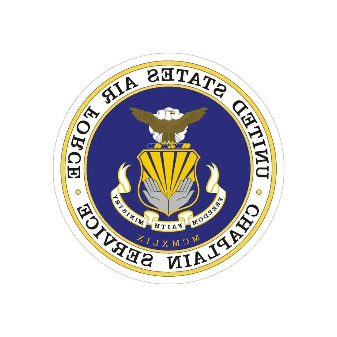 Air Force Chaplain Service (U.S. Air Force) REVERSE PRINT Transparent Die-Cut STICKER 5 Inch Die-Cut Transparent - The Sticker Space