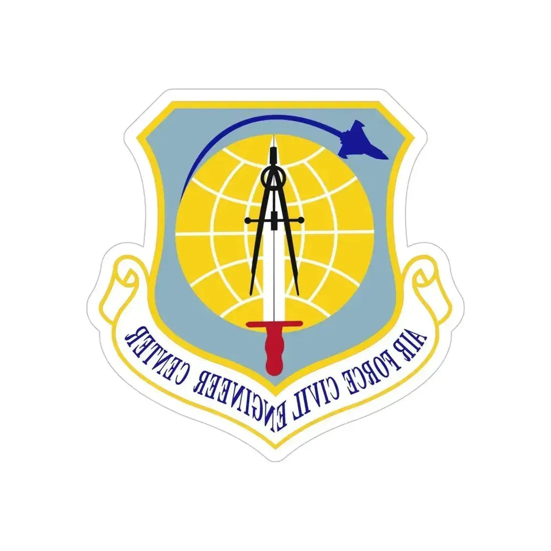 Air Force Civil Engineer Center (U.S. Air Force) REVERSE PRINT Transparent Die-Cut STICKER 6 Inch Die-Cut Transparent - The Sticker Space
