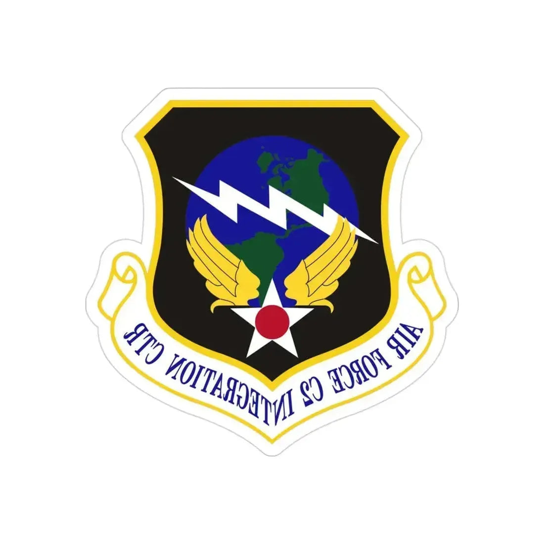 Air Force Command & Control Integration Center (U.S. Air Force) REVERSE PRINT Transparent Die-Cut STICKER 3 Inch Die-Cut Transparent - The Sticker Space