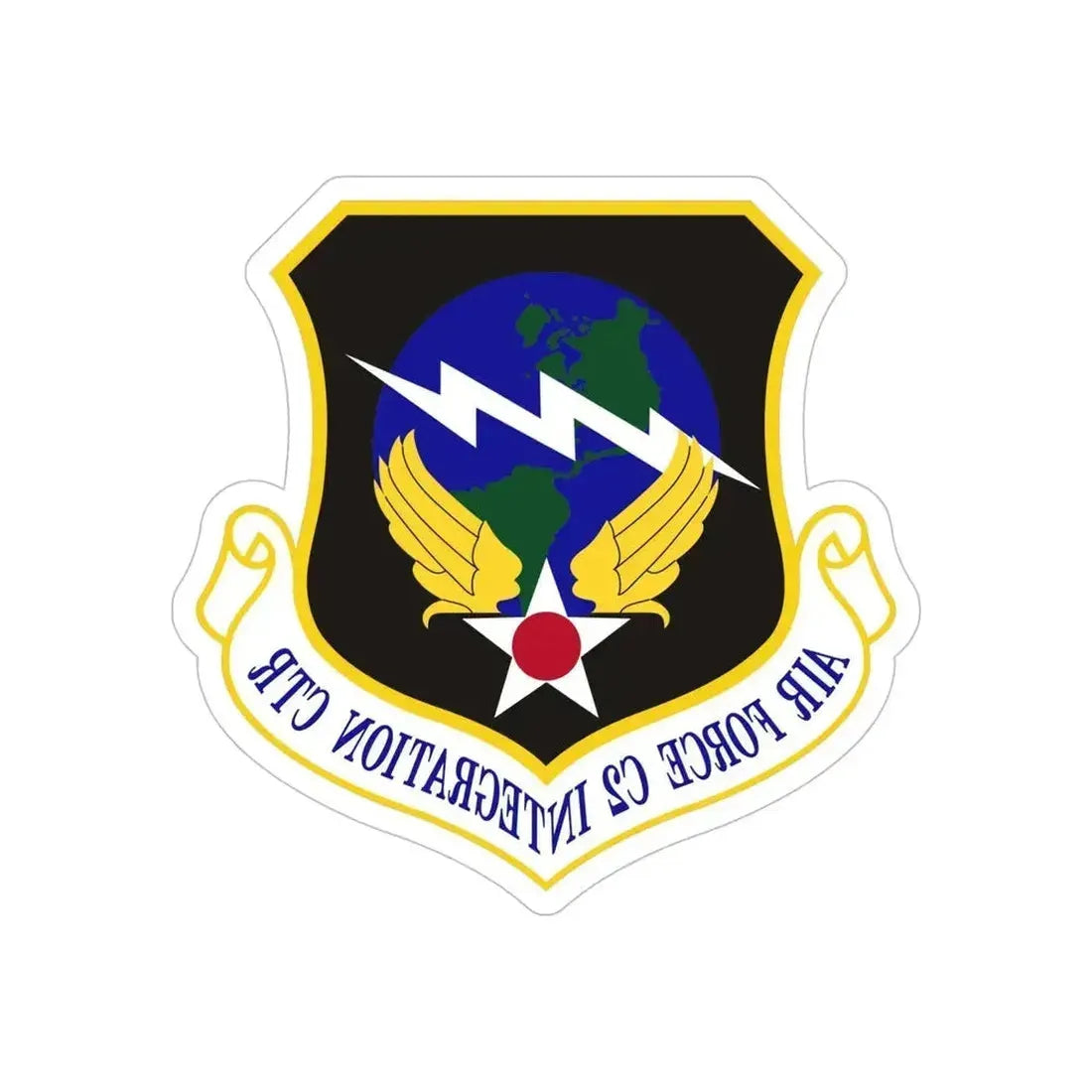 Air Force Command & Control Integration Center (U.S. Air Force) REVERSE PRINT Transparent Die-Cut STICKER 6 Inch Die-Cut Transparent - The Sticker Space