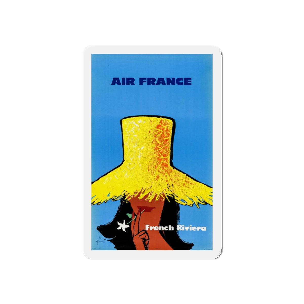 Air France, Travel Poster (1960s) (Magazine Illustration) Refrigerator Magnet-3" x 3"-The Sticker Space