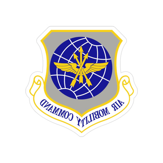 Air Mobility Command (U.S. Air Force) REVERSE PRINT Transparent STICKER-2" × 2"-The Sticker Space