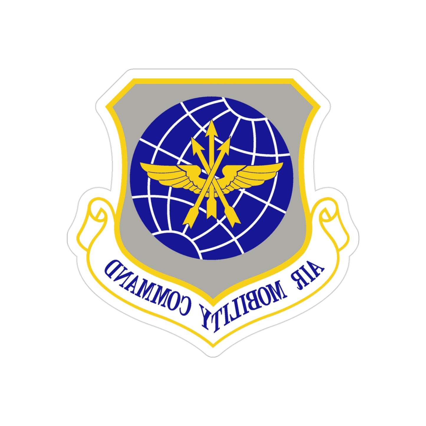 Air Mobility Command (U.S. Air Force) REVERSE PRINT Transparent STICKER-3" × 3"-The Sticker Space