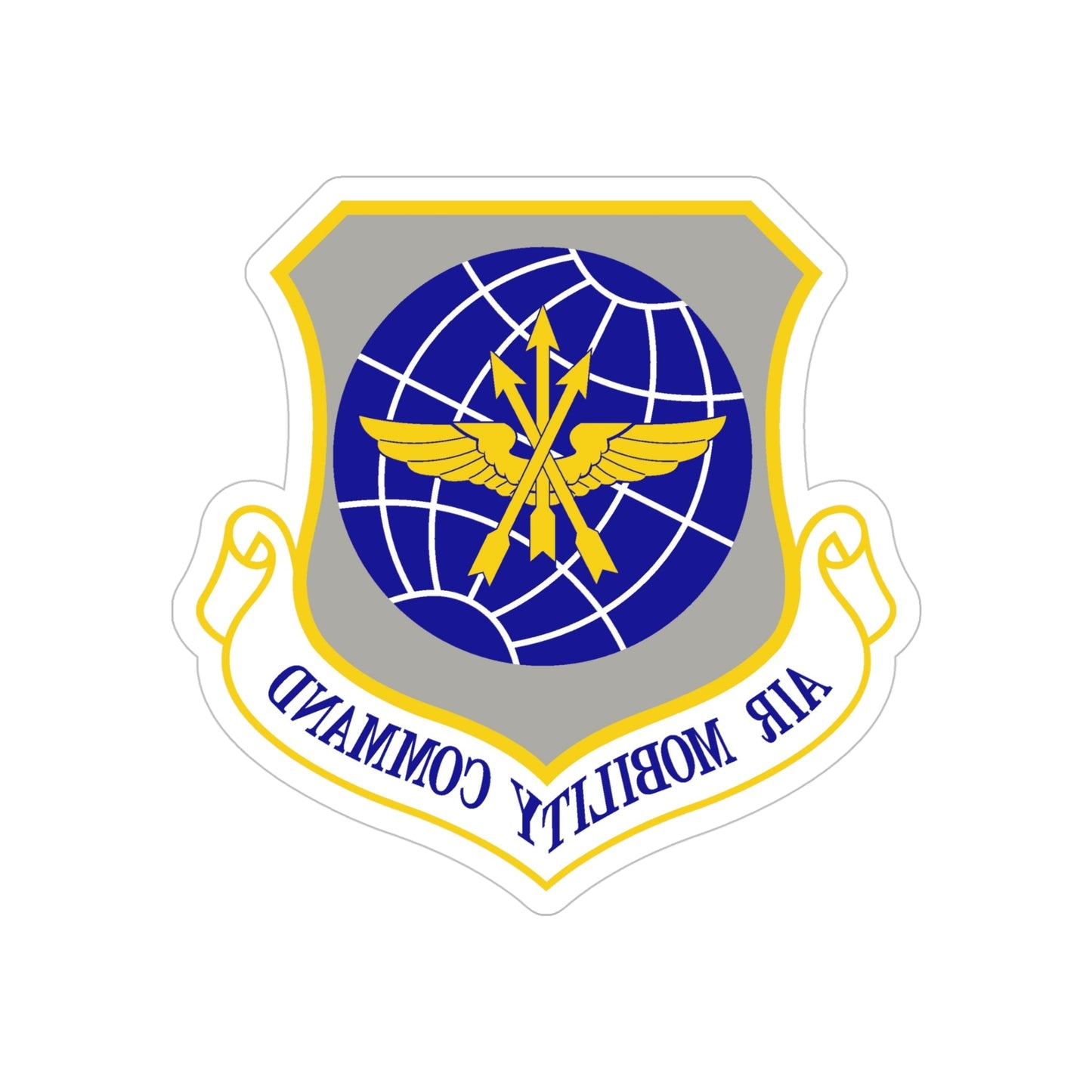 Air Mobility Command (U.S. Air Force) REVERSE PRINT Transparent STICKER-5" × 5"-The Sticker Space