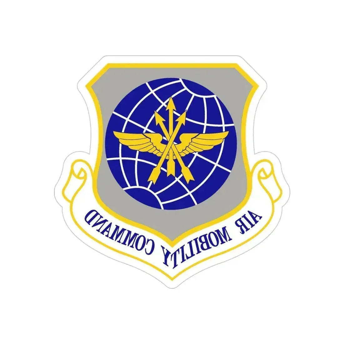 Air Mobility Command (U.S. Air Force) REVERSE PRINT Transparent Die-Cut STICKER 4 Inch Die-Cut Transparent - The Sticker Space