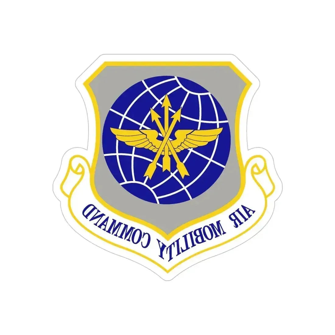 Air Mobility Command (U.S. Air Force) REVERSE PRINT Transparent Die-Cut STICKER 5 Inch Die-Cut Transparent - The Sticker Space