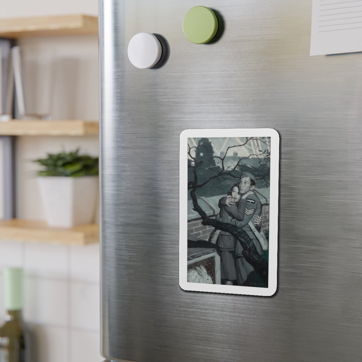 Air Raid (Magazine Illustration) Refrigerator Magnet-The Sticker Space