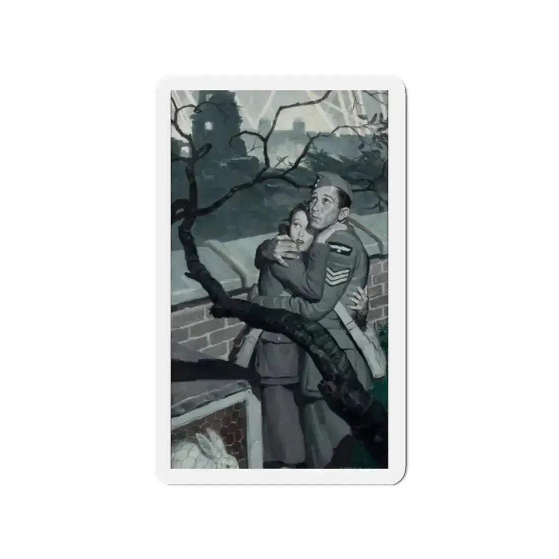 Air Raid (Magazine Illustration) Refrigerator Magnet 2 Inch - The Sticker Space