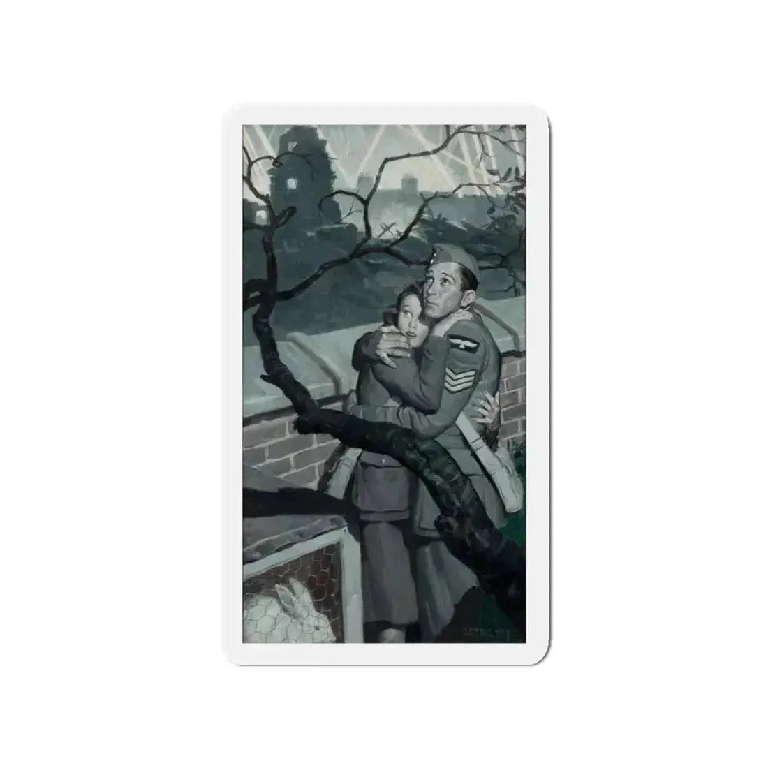 Air Raid (Magazine Illustration) Refrigerator Magnet 3 Inch - The Sticker Space