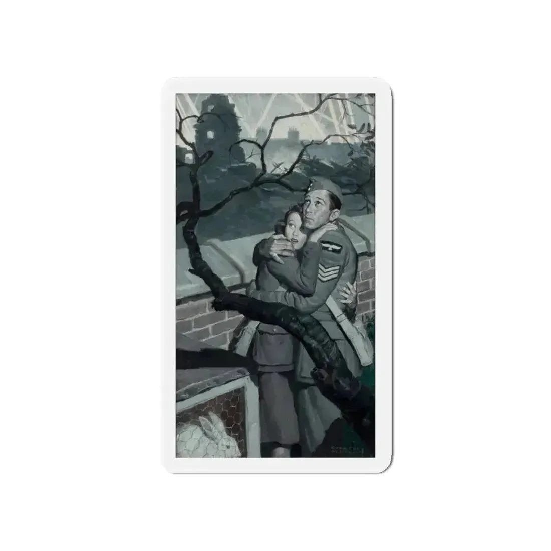 Air Raid (Magazine Illustration) Refrigerator Magnet 4 Inch - The Sticker Space