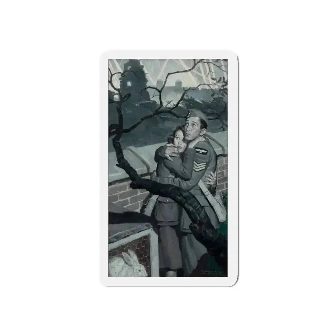 Air Raid (Magazine Illustration) Refrigerator Magnet 5 Inch - The Sticker Space