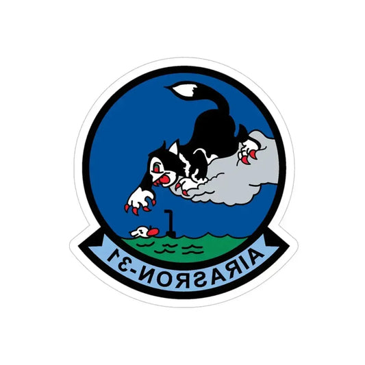 AIRASRON 31 (U.S. Navy) REVERSE PRINT Transparent Die-Cut STICKER 6 Inch Die-Cut Transparent - The Sticker Space