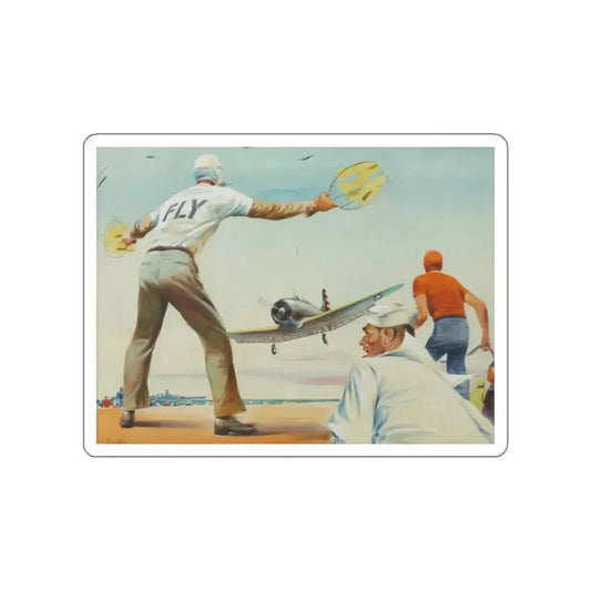 Aircraft Carrier illustration (Magazine Illustration) STICKER Vinyl Die-Cut Decal White Die-Cut 2 Inch - The Sticker Space