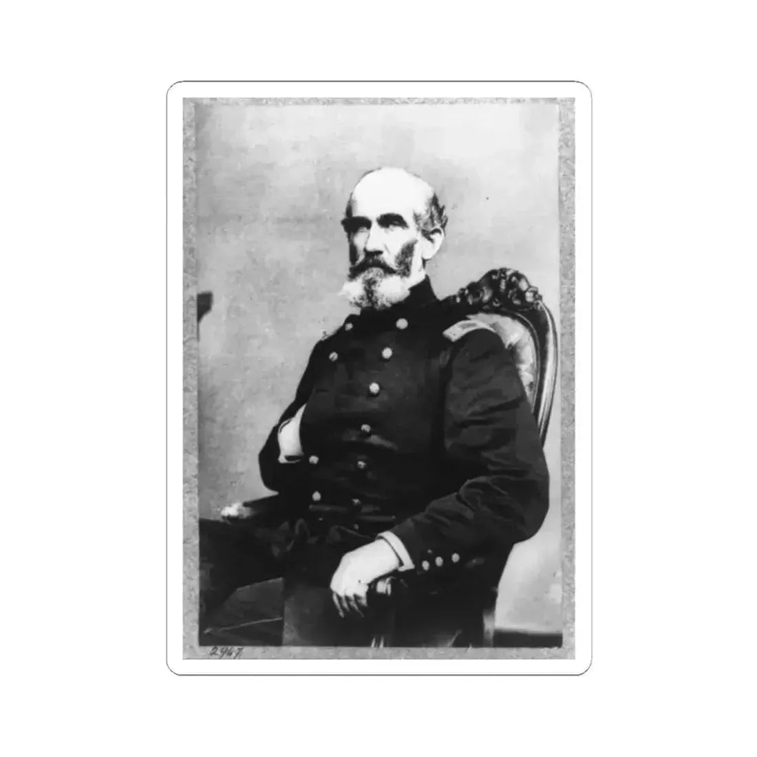 A.J. Smith, Three-Quarter Length Portrait, Seated, Facing Right, Right Hand in His Coat (U.S. Civil War) STICKER Vinyl Kiss-Cut Decal 2 Inch White - The Sticker Space
