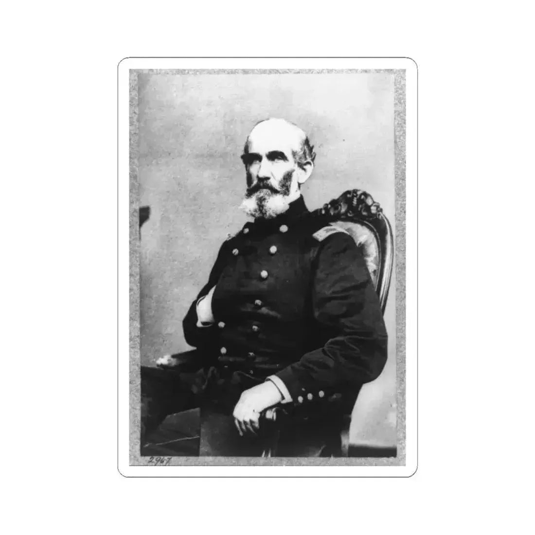 A.J. Smith, Three-Quarter Length Portrait, Seated, Facing Right, Right Hand in His Coat (U.S. Civil War) STICKER Vinyl Kiss-Cut Decal 4 Inch White - The Sticker Space