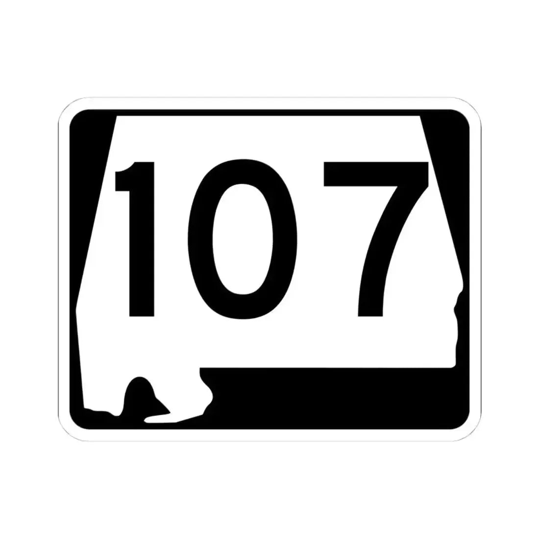 Alabama 107 (Alabama) (Road Sign) STICKER Vinyl Kiss-Cut Decal 4 Inch White - The Sticker Space