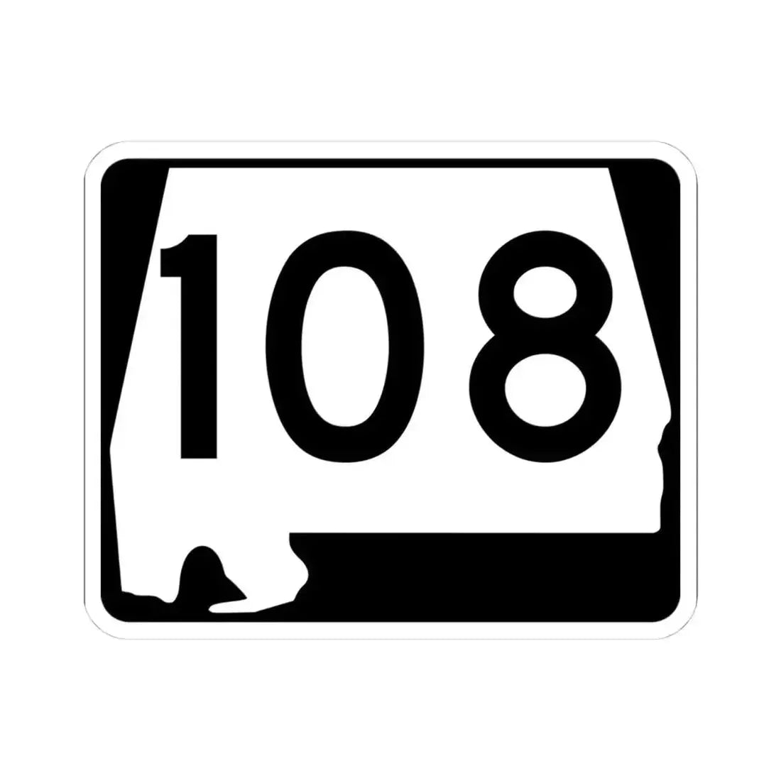 Alabama 108 (Alabama) (Road Sign) STICKER Vinyl Kiss-Cut Decal 4 Inch White - The Sticker Space