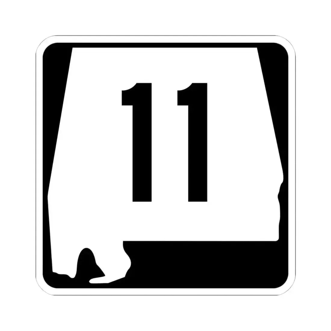 Alabama 11 (Alabama) (Road Sign) STICKER Vinyl Kiss-Cut Decal 4 Inch White - The Sticker Space