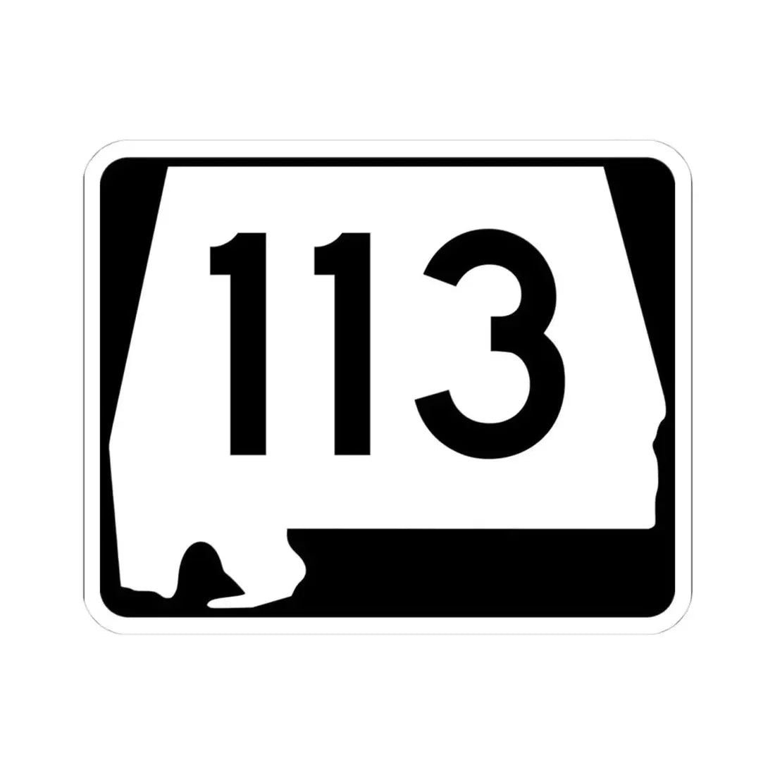 Alabama 113 (Alabama) (Road Sign) STICKER Vinyl Kiss-Cut Decal 4 Inch White - The Sticker Space