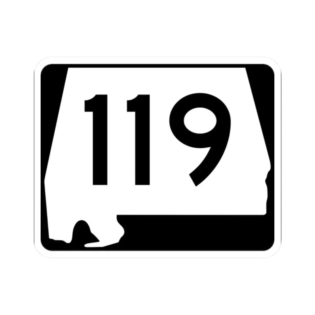 Alabama 119 (Alabama) (Road Sign) STICKER Vinyl Kiss-Cut Decal 2 Inch White - The Sticker Space