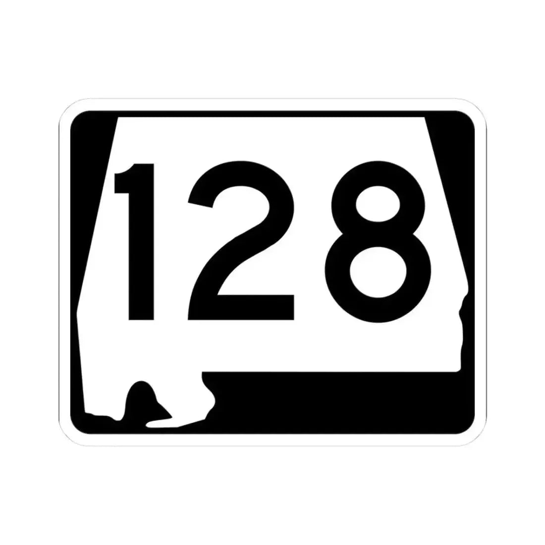 Alabama 128 (Alabama) (Road Sign) STICKER Vinyl Kiss-Cut Decal 3 Inch White - The Sticker Space