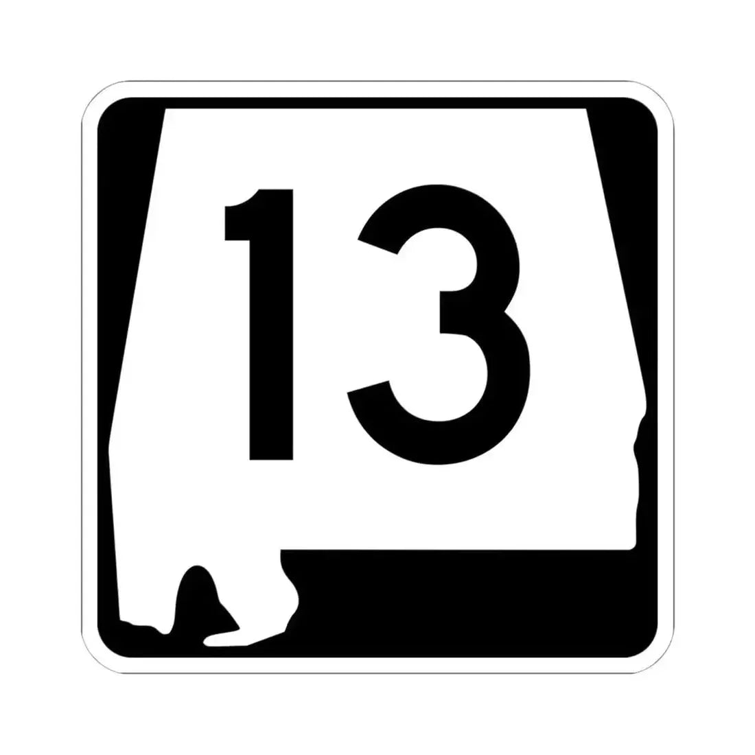 Alabama 13 (Alabama) (Road Sign) STICKER Vinyl Kiss-Cut Decal 6 Inch White - The Sticker Space