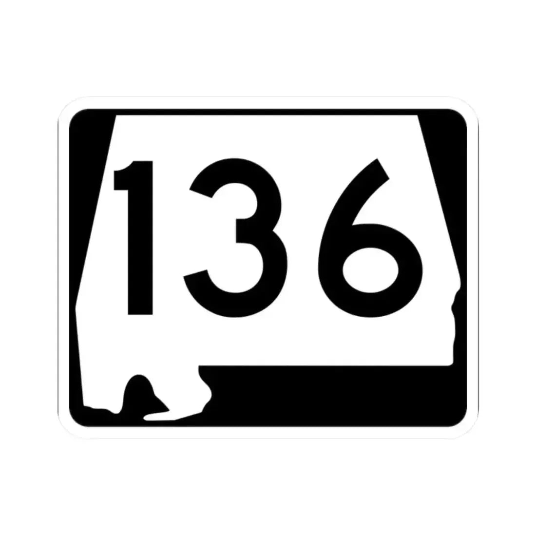 Alabama 136 (Alabama) (Road Sign) STICKER Vinyl Kiss-Cut Decal 2 Inch White - The Sticker Space