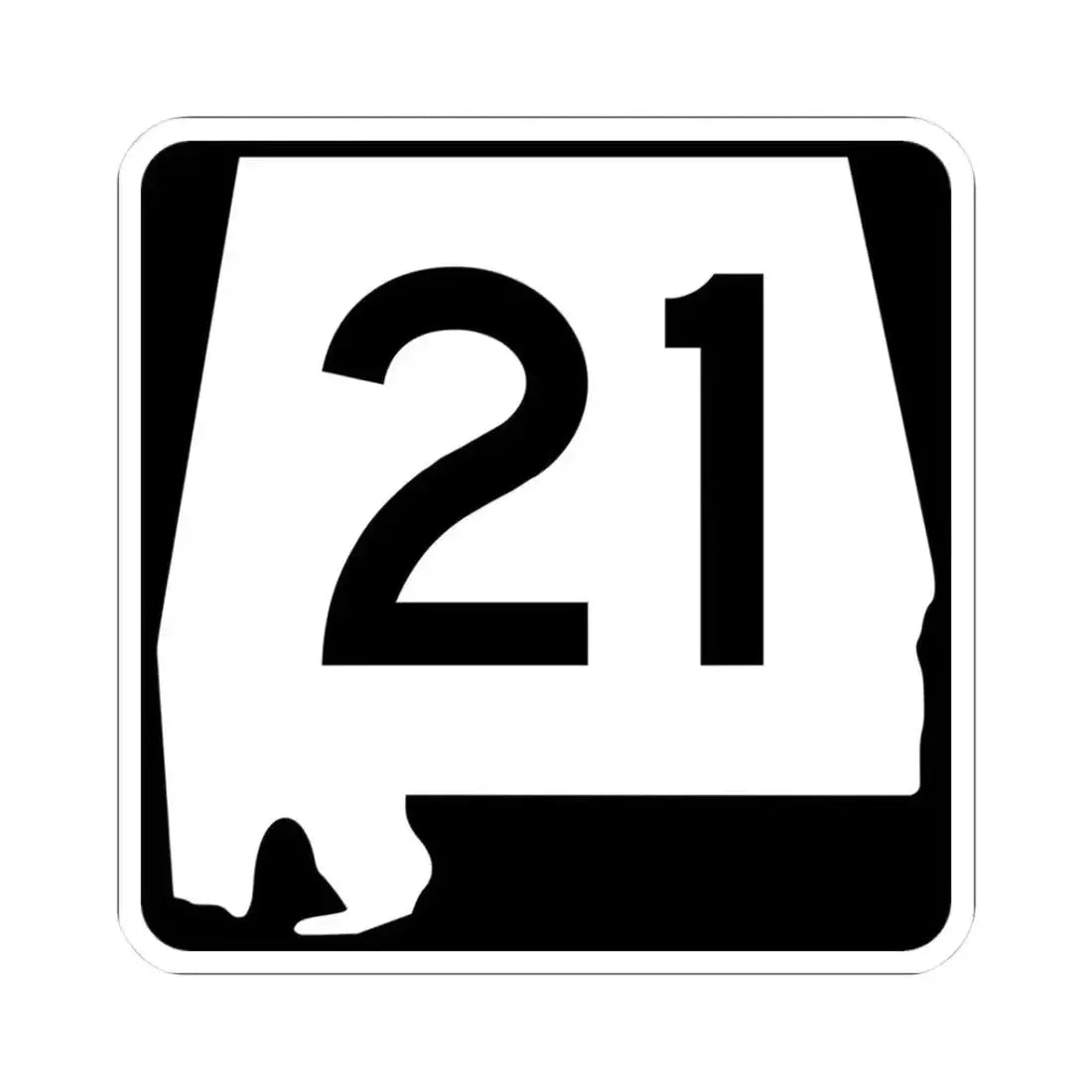 Alabama 21 (Alabama) (Road Sign) STICKER Vinyl Kiss-Cut Decal 3 Inch White - The Sticker Space