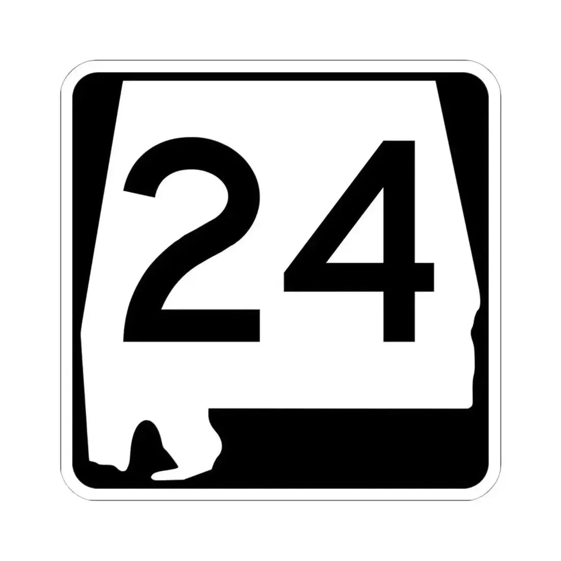 Alabama 24 (Alabama) (Road Sign) STICKER Vinyl Kiss-Cut Decal 6 Inch White - The Sticker Space