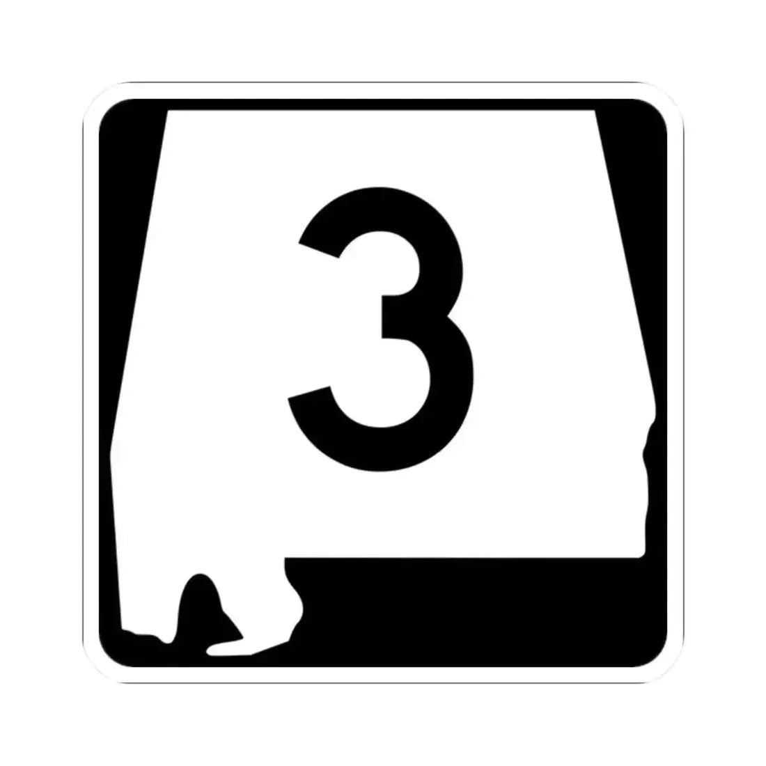 Alabama 3 (Alabama) (Road Sign) STICKER Vinyl Kiss-Cut Decal 2 Inch White - The Sticker Space