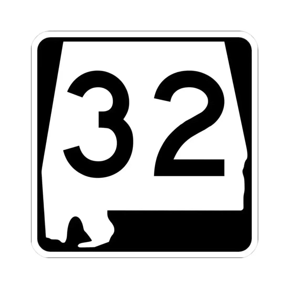 Alabama 32 (Alabama) (Road Sign) STICKER Vinyl Kiss-Cut Decal 3 Inch White - The Sticker Space