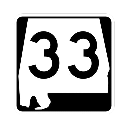 Alabama 33 (Alabama) (Road Sign) STICKER Vinyl Kiss-Cut Decal 2 Inch White - The Sticker Space