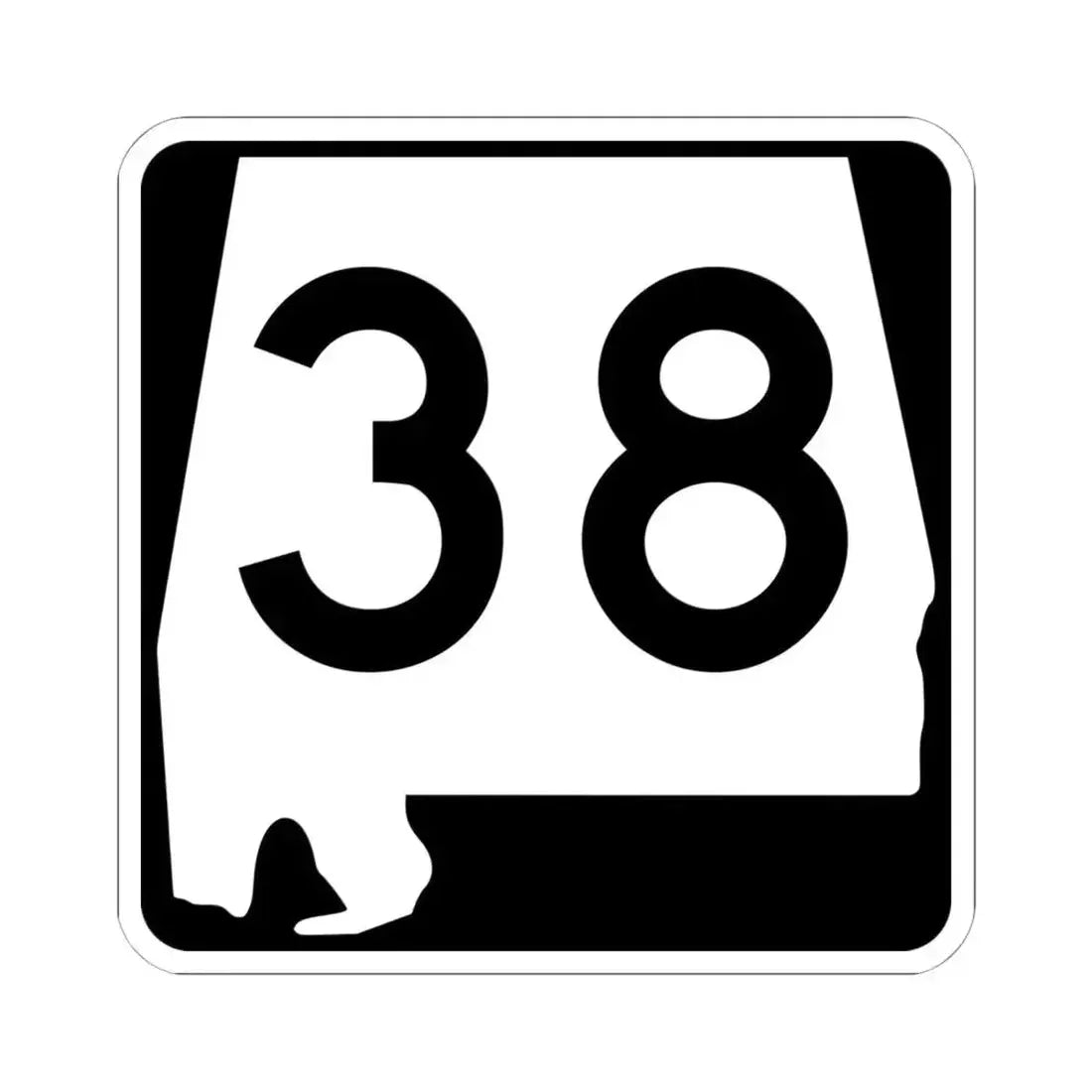 Alabama 38 (Alabama) (Road Sign) STICKER Vinyl Kiss-Cut Decal 6 Inch White - The Sticker Space