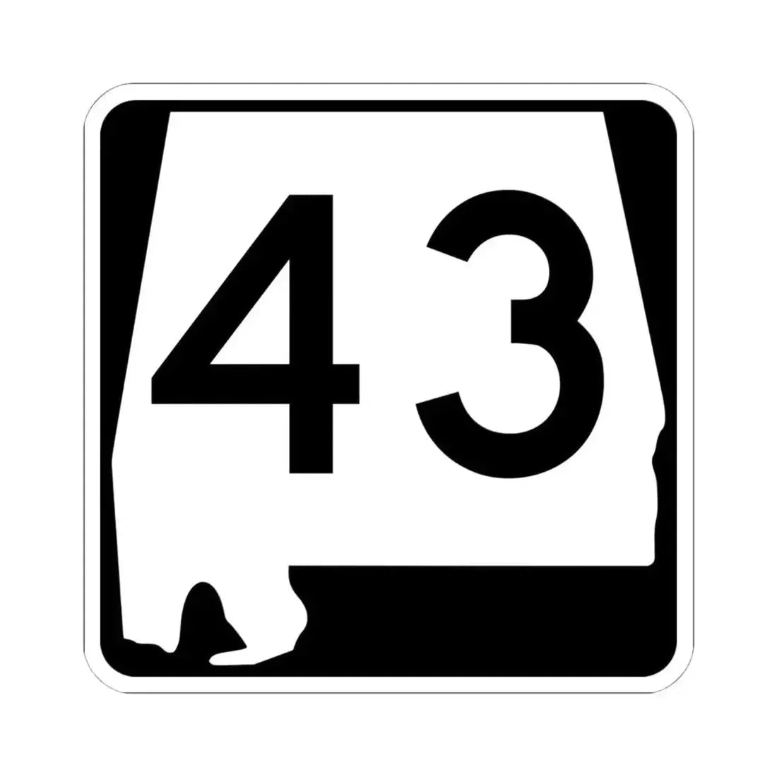 Alabama 43 (Alabama) (Road Sign) STICKER Vinyl Kiss-Cut Decal 6 Inch White - The Sticker Space