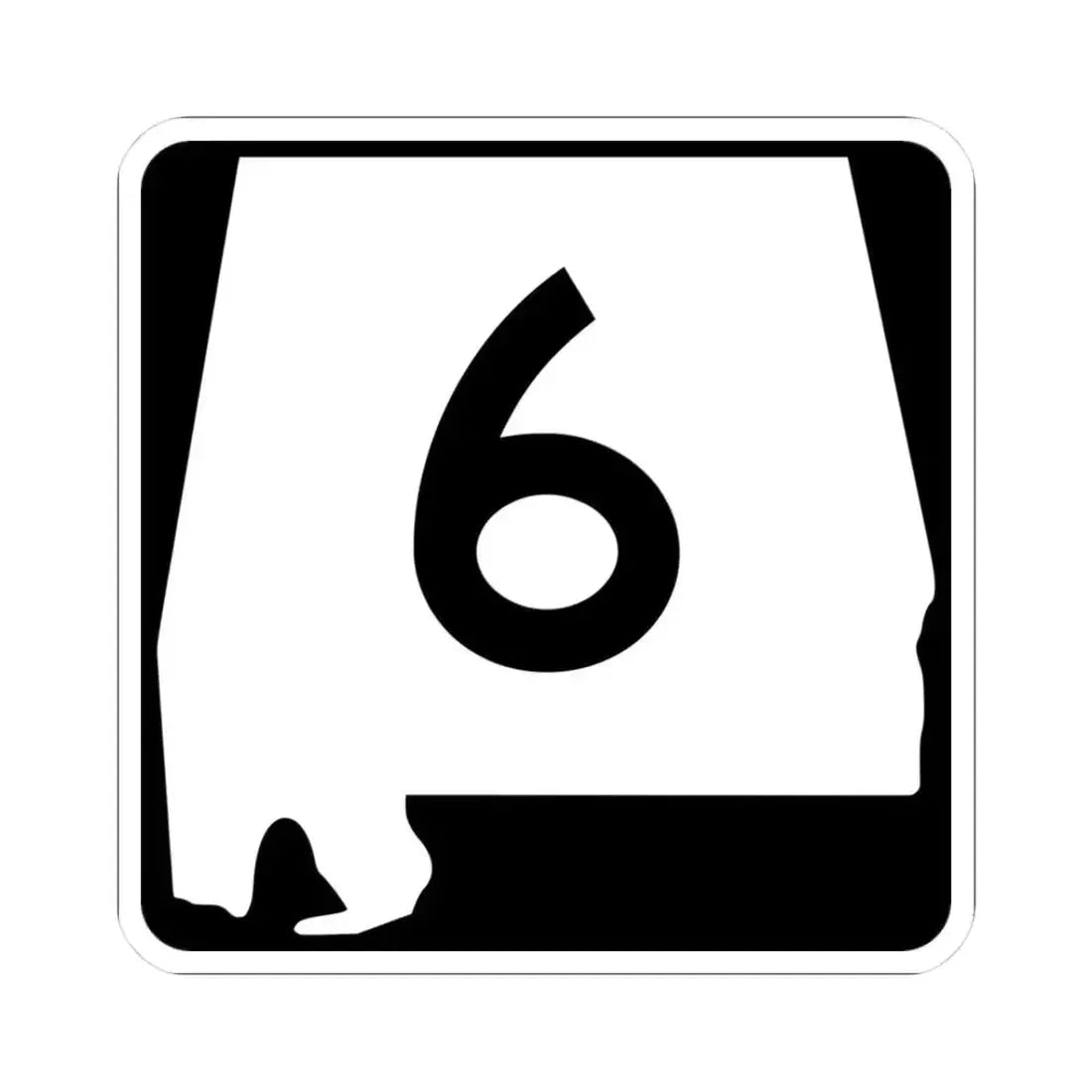 Alabama 6 (Alabama) (Road Sign) STICKER Vinyl Kiss-Cut Decal 3 Inch White - The Sticker Space