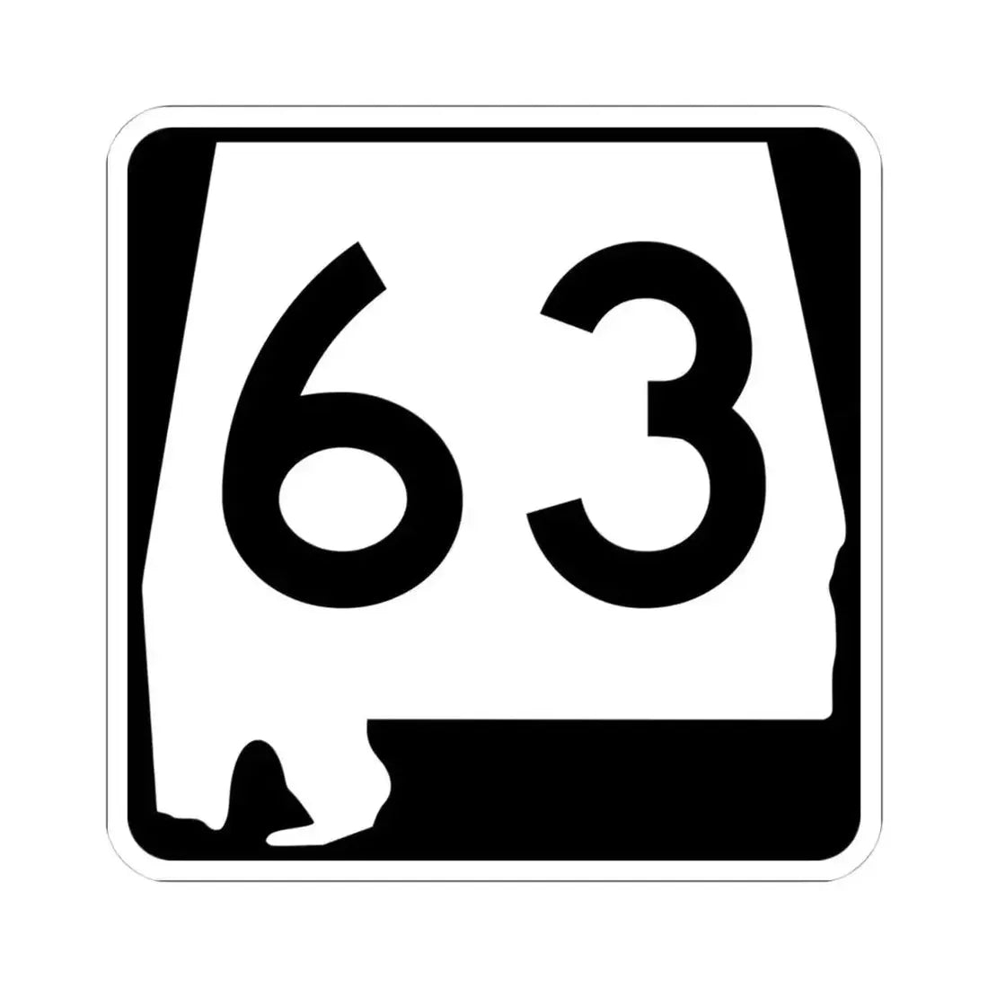 Alabama 63 (Alabama) (Road Sign) STICKER Vinyl Kiss-Cut Decal 4 Inch White - The Sticker Space