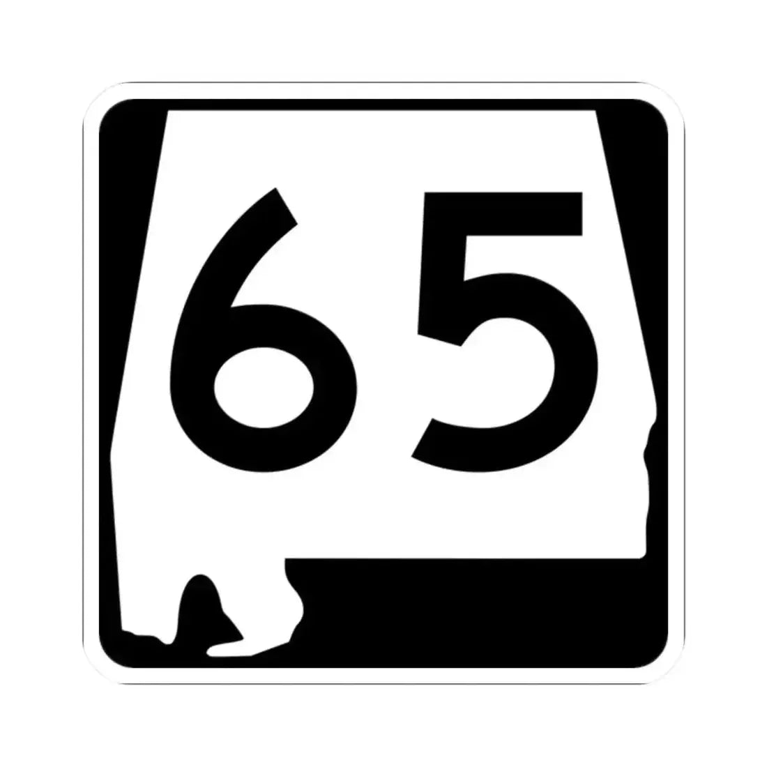 Alabama 65 (Alabama) (Road Sign) STICKER Vinyl Kiss-Cut Decal 2 Inch White - The Sticker Space