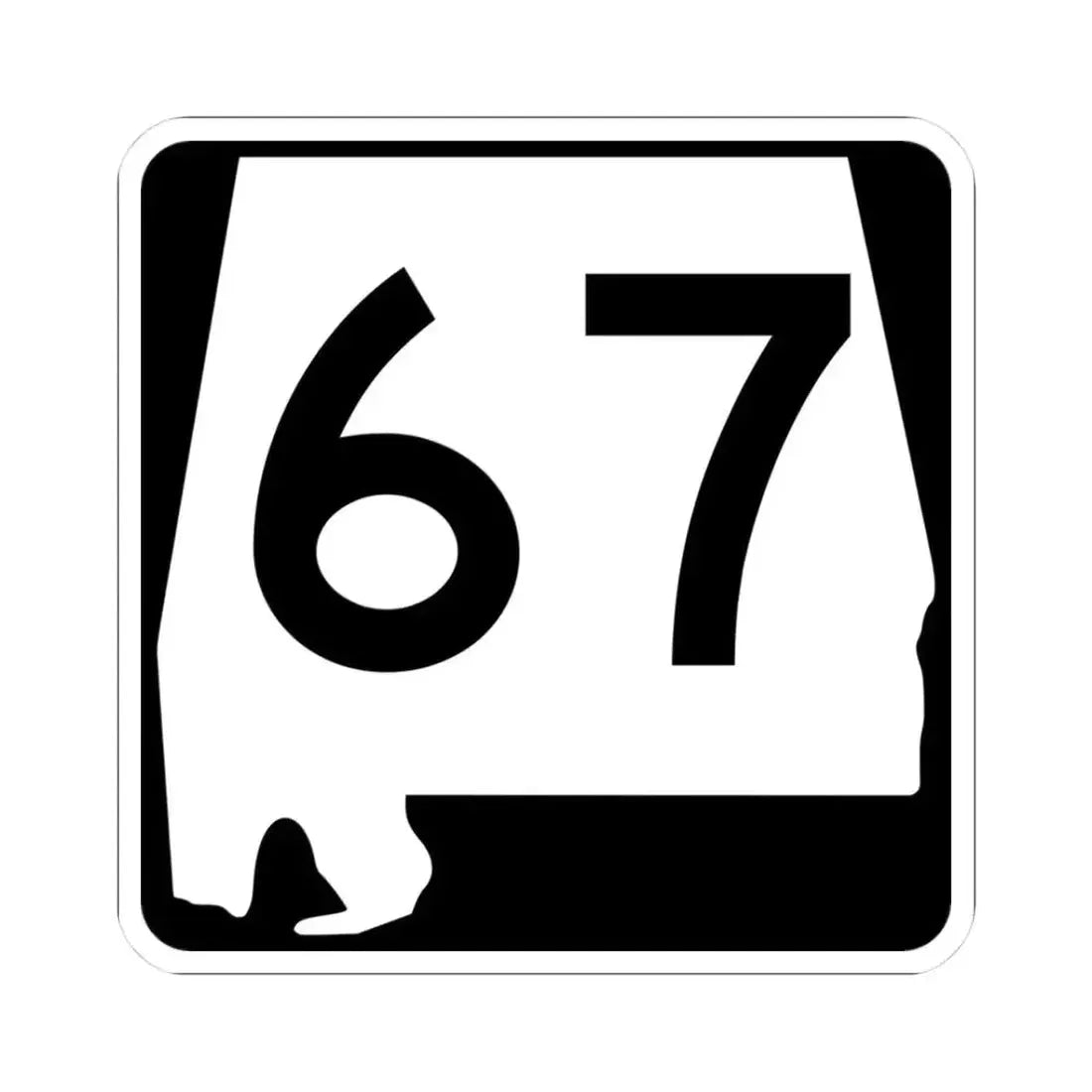 Alabama 67 (Alabama) (Road Sign) STICKER Vinyl Kiss-Cut Decal 3 Inch White - The Sticker Space