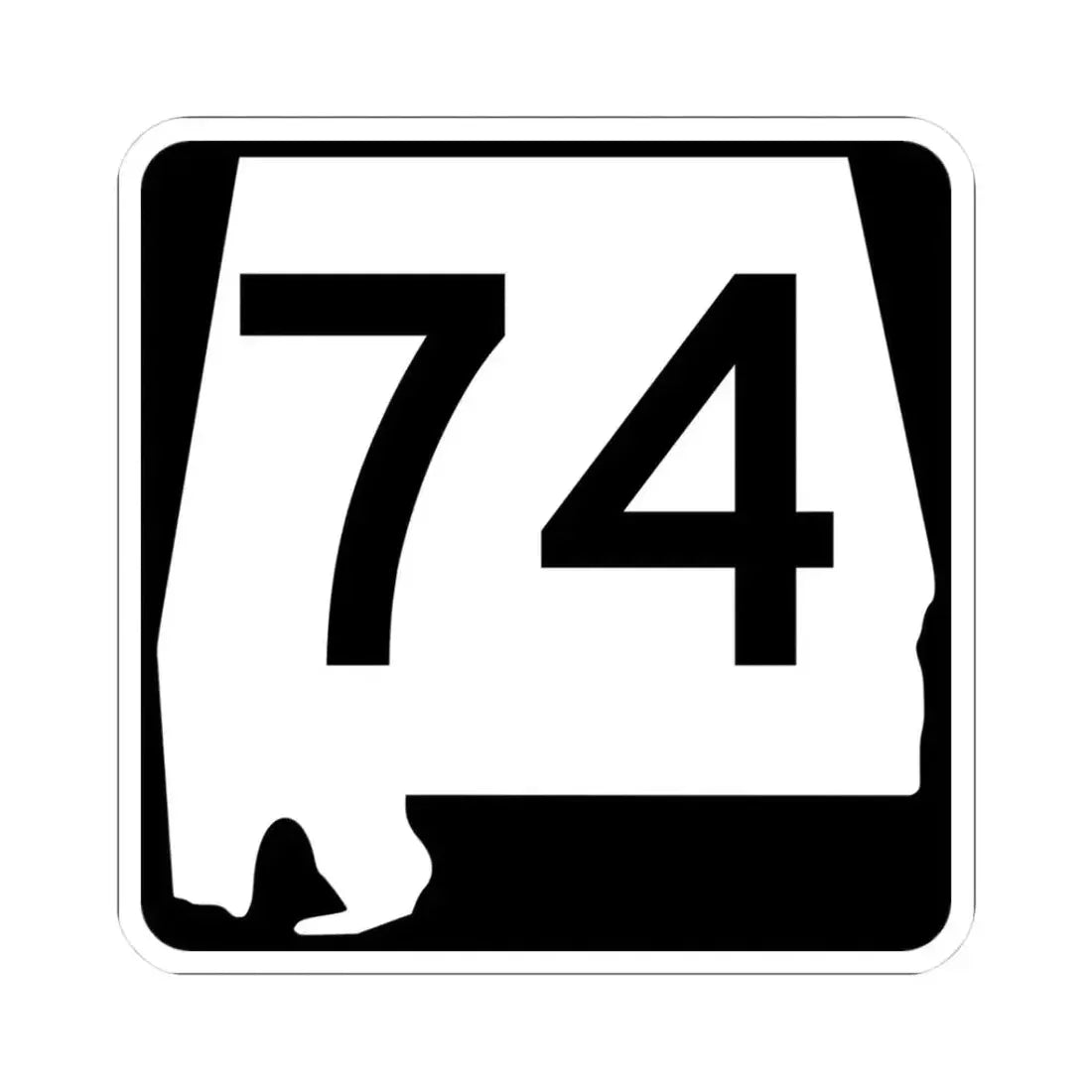 Alabama 74 (Alabama) (Road Sign) STICKER Vinyl Kiss-Cut Decal 3 Inch White - The Sticker Space
