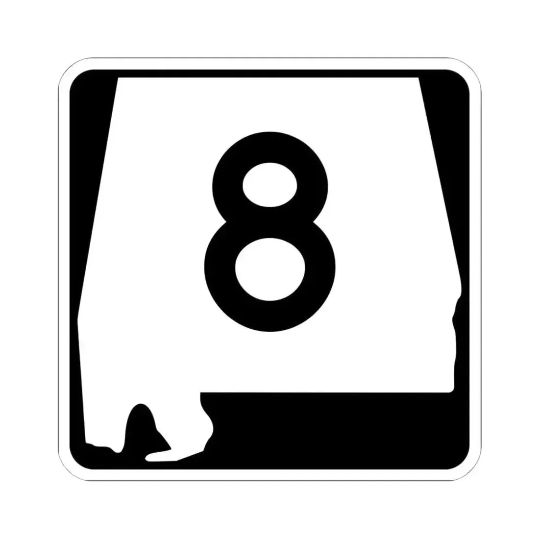 Alabama 8 (Alabama) (Road Sign) STICKER Vinyl Kiss-Cut Decal 6 Inch White - The Sticker Space