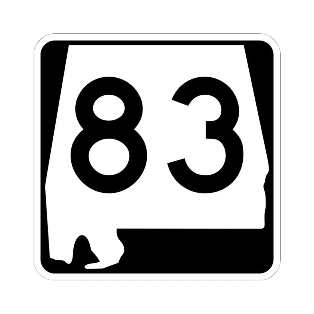 Alabama 83 (Alabama) (Road Sign) STICKER Vinyl Kiss-Cut Decal 6 Inch White - The Sticker Space