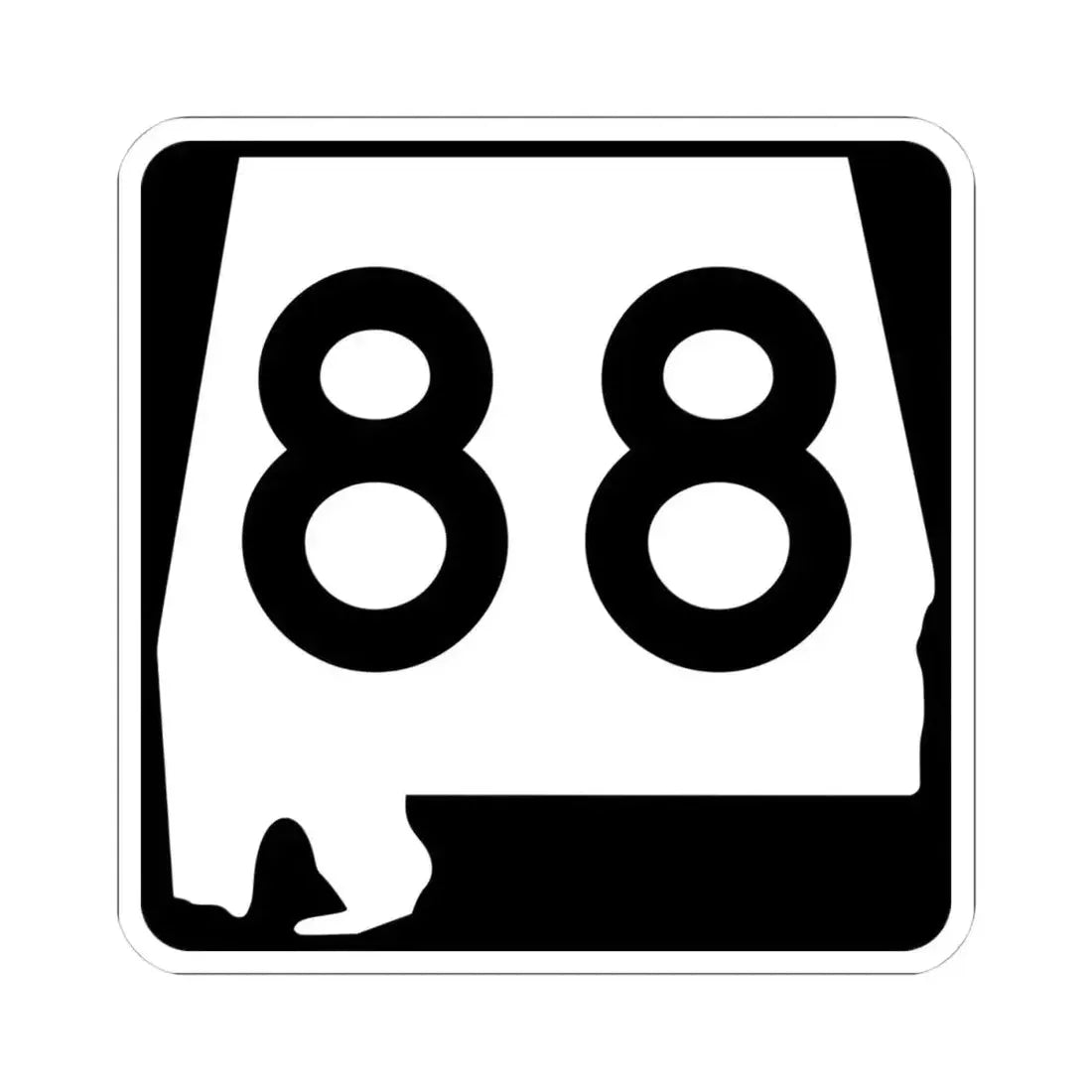 Alabama 88 (Alabama) (Road Sign) STICKER Vinyl Kiss-Cut Decal 4 Inch White - The Sticker Space