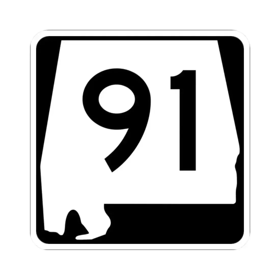 Alabama 91 (Alabama) (Road Sign) STICKER Vinyl Kiss-Cut Decal 2 Inch White - The Sticker Space