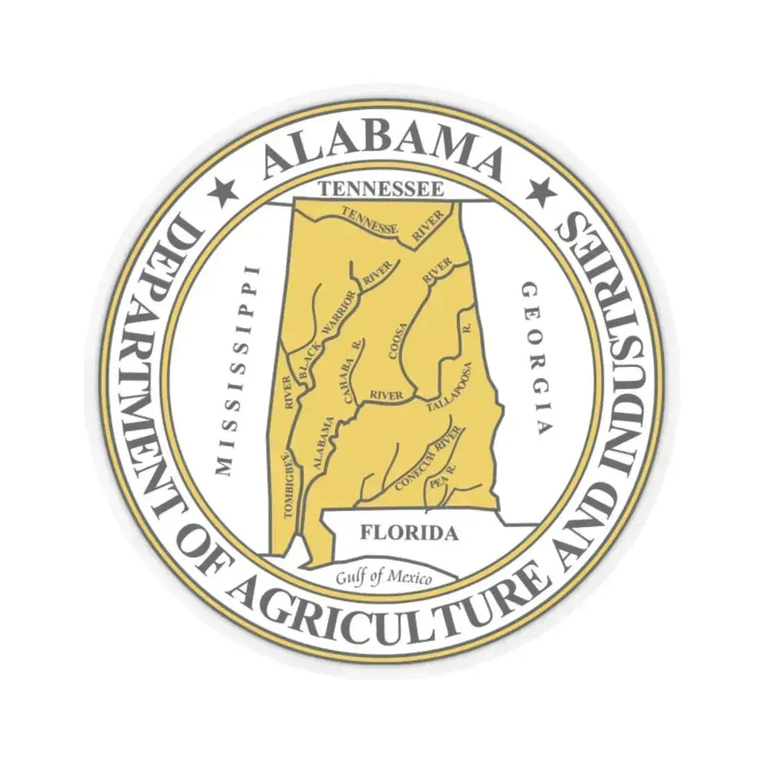Alabama Department of Agriculture and Industries - STICKER Vinyl Kiss-Cut Decal 2 Inch Transparent - The Sticker Space