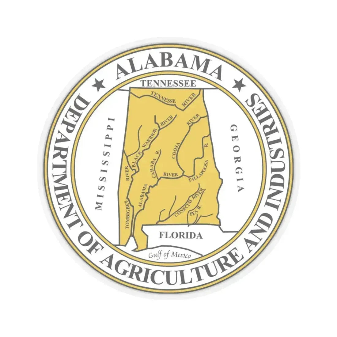 Alabama Department of Agriculture and Industries - STICKER Vinyl Kiss-Cut Decal 4 Inch Transparent - The Sticker Space