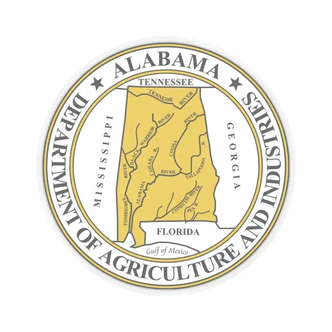 Alabama Department of Agriculture and Industries - STICKER Vinyl Kiss-Cut Decal 6 Inch Transparent - The Sticker Space