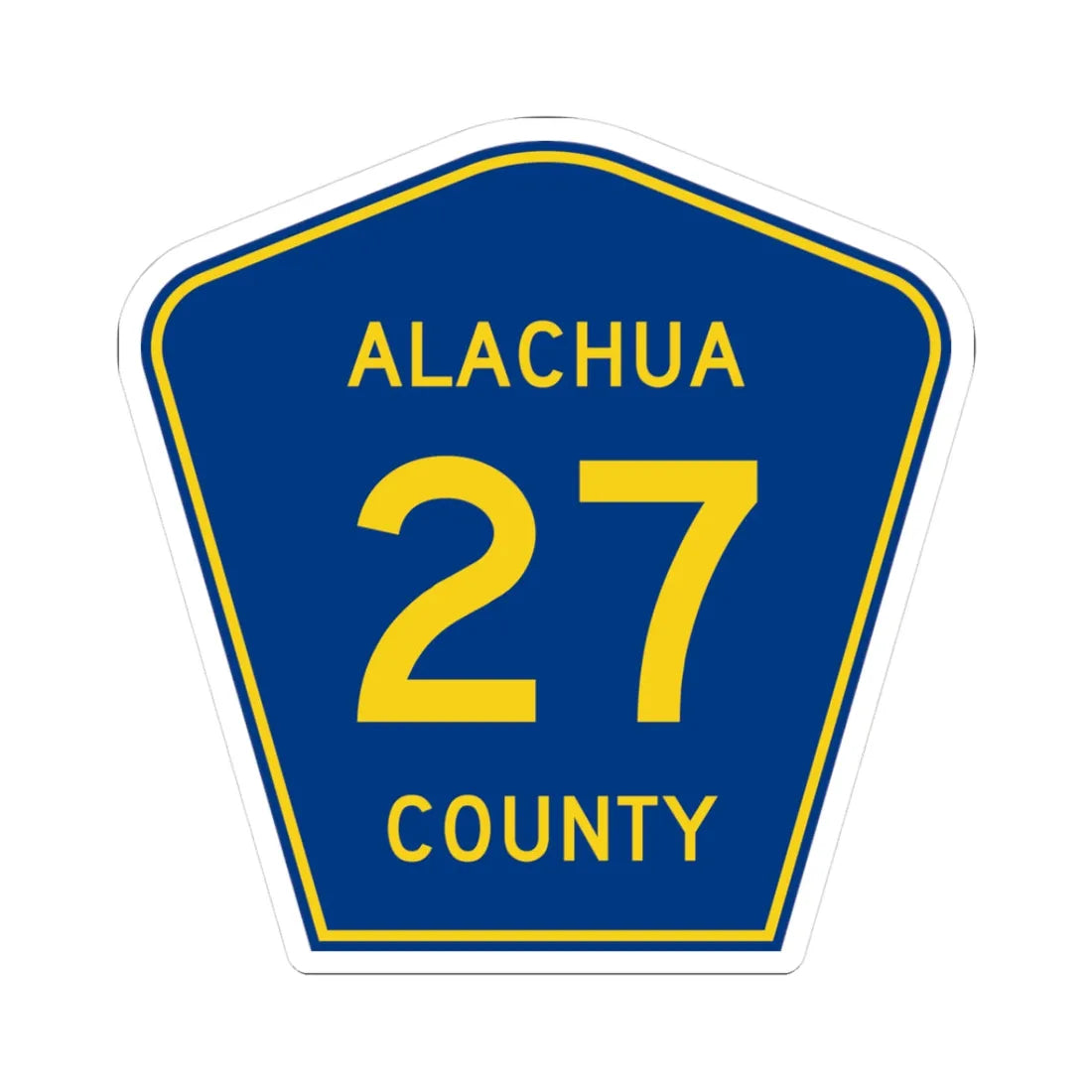Alachua County 27 (Florida) (Road Sign) STICKER Vinyl Kiss-Cut Decal 3 Inch White - The Sticker Space