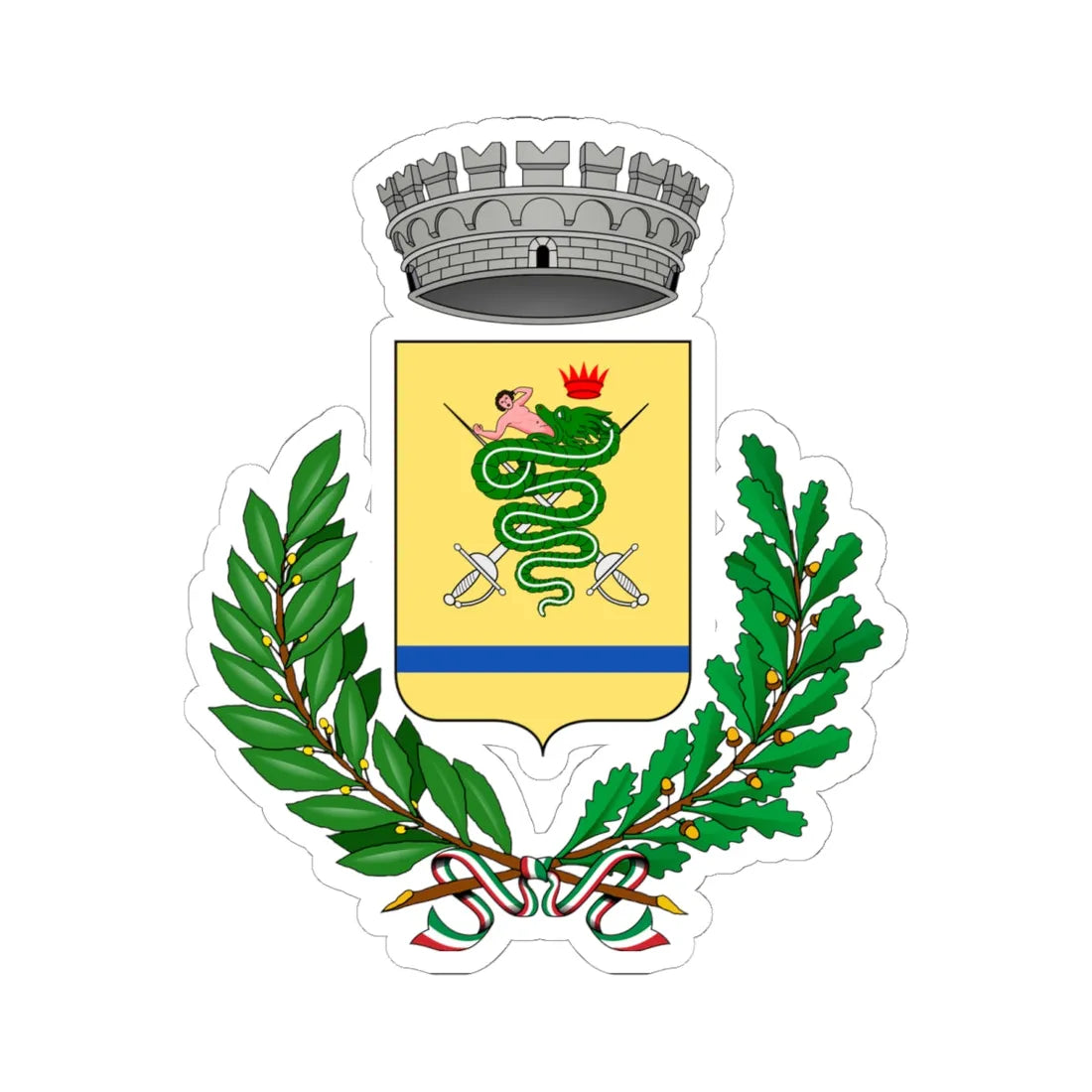 Alagna-Stema (Italy) (Coat of Arms) STICKER Vinyl Kiss-Cut Decal 6 Inch White - The Sticker Space