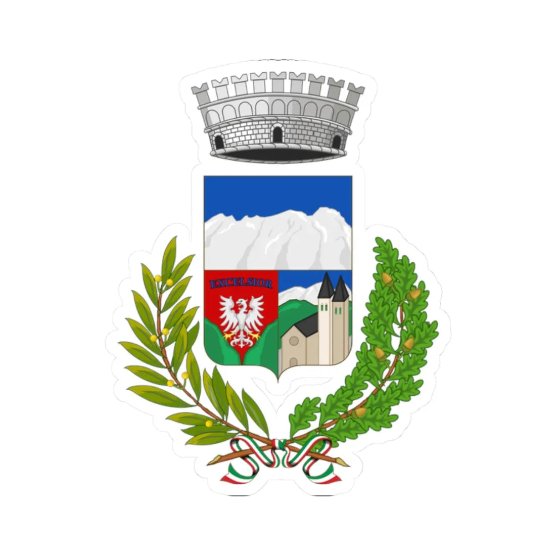 Alagna Valsesia-Stemma 2021- (Italy) (Coat of Arms) STICKER Vinyl Kiss-Cut Decal 2 Inch White - The Sticker Space